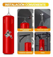 Saco de boxeo profesional Saco de boxeo con guantes de boxeo Colores Negro y Rojo - Rojo - Ver 5