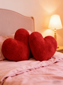1pc Heart-Shaped Plush Throw Pillow, Red Color, Suitable As Valentine's Day, Wedding, Birthday Gift, Home Decor For Living Room, Bedroom - Red - View 2