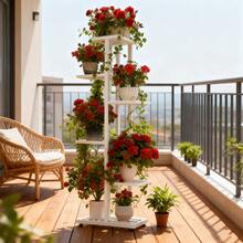 Indoor/Outdoor Metal Plant Stand 7/6/5/4 Tier Plant Stand---Features Rust-Proof Coating For Durability And Strength. Even Grid Layout EnsuresIdeal For Patios, Corner Balconies, Living Rooms, Studies, And More. Available In Multiple Colors. - White/6 Layers - View 5