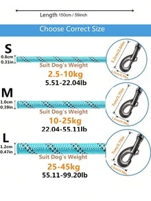 New Reflective Nylon Dog Leash, Anti-Burst Pet Walking Leash With Foam Handle, Comfortable - Blue - View 3