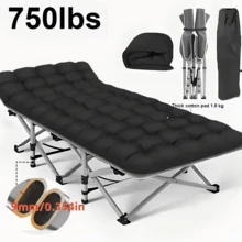 [Comfortable Folding Bed] 1 Extra-Large Heavy-Duty 75-Inch Folding Bed With Mattress, Camping Bed, Portable Folding Bed, Guest Bed, Suitable For Teenagers, Adults, Travelers, Gardens, Balconies, Camping Gear And Equipment. - 小號灰色-不含床墊 - 查看 2