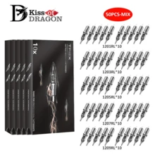 T-REX 100/50pcs Mixed Tattoo Ink Cartridge Needle Set - RL RS M1 Model Standard Round Serif Needle For Artists And Beginners, Precision Tip, Large Capacity Ink Storage, Skin-Friendly Design - Light Grey - View 12