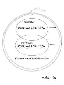 1pc Double Layer Chain Necklace, Fashionable Minimalist O-Shape Beaded Layered Choker Necklace, Lightweight Luxury Versatile Necklace Accessory Suitable For Girls & Women (Bead Quantity Random) - Silver - View 4