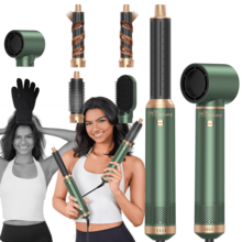 ATOPSKINS 自动卷发造型器 - 无刷电机 | 沙龙级卷发/直发 | 圣诞新年礼盒套装，旅行必备，适合所有发质（绿色/蓝色）