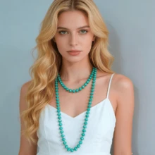 1pc 1.5m Long Crystal Beads Knotted Multi-Layer Simple Daily Wear Necklace For Women - 1.5m Long Crystal Knotted Necklace - View 2