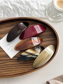 5pcs/1pc Acrylic Flat Oval 9.8cm Hair Clips, Fashion Hair Accessories, Ponytail Clips, Minimalist Hair Barrettes, Suitable For Short Fluffy Hair, Daily Wear, Holiday Gift, Head Accessories - Multicolor - View 3