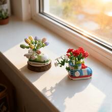 12pcs Micro Particle Cute Mini Garden Sneakers Desk Decor Flower Gift Box Plant Assembly Puzzle Toy, Realistic Preserved Flower Puzzle Toy, 3D Toy Gift For Girls, Mother's Day, Christmas, Father's Day, New Year - Multicolor - View 4