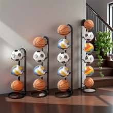 1/2/3/4/5 Tier Basketball/Football/Volleyball/Soccer Ball Storage Rack, Heavy Duty Metal Frame, Durable Iron Storage Shelf, Multi-Layer Design Saves Space, Easy Assembly, Stable Structure, Outdoor Sports Equipment, Portable Basketball Net Stand, Suitable For Home, School, Living Room, Gym, Sports Field, Perfect Gift For Basketball Fans