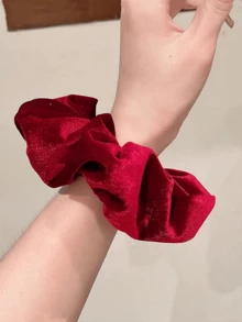 1 Stück Damen Samt Mode Haargummi, hochelastisches Haargummi für Pferdeschwanz & Dutt, gute Qualität, Haargummi Kopfzubehör Elastikband - Bordeaux - Übersicht 6