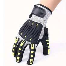 Vmingo 1 Par Guante Industrial Resistente Antiderrape Anticorte Nivel 5 Construcción Guantes De Trabajo Protección TPR Impactos Resistentes Mecánico Abrasión Industriales Antideslizantes Reforzados Nudillos Ajuste De Impacto Maquinaria Carpinteria - Mediano - Ver 2