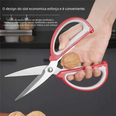 Tesoura Multifuncional Doméstica de Aço Bicolor - Durável e Prática! Ideal para Cozinha, Artigos e Mais