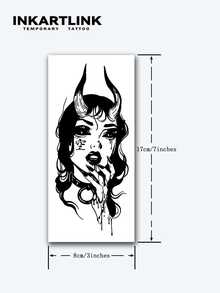 INKARTLINK Tatouages à technologie révolutionnaire, tatouages semi-permanents, tatouages réalistes, tatouages de fille démoniaque, tatouages de briseuse de cœur, tatouages temporaires, faux tatouages, imperméables, apparence de tatouage authentique, tatouages de conception de niche, tatouages au jus de fruits, tatouages de plantes - Noir - View 5