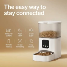 新一代自动喂猫器，带监控摄像头，AI远程喂猫，双电源供电：USB和电池，2.4G WiFi自动喂狗器，夜视功能，猫粮分配器 - 3L - 查看 4