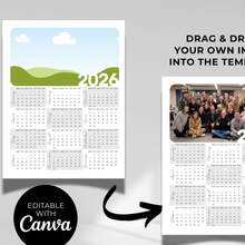 Customizable 2026 Photo Calendar Template, Personalized Family Photo Calendar, Custom Photo Gift, Wall Calendar, Printable Canva Template - Multicolor - View 10