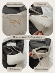 Elegant Bow - Decorated Underarm Shoulder Bag For Women, Chic & Versatile Style With Delicate Design, Cute And Practical Shoulder Bag Featuring Smooth Texture, Suitable For Daily Outings, Work Commutes And Casual Gatherings, Ideal As Valentine's Day, Thanksgiving, Halloween & Christmas Gift For Friends And Loved Ones - Nhiều màu - Xem 4