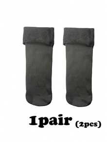 6 Pairs Unisex Black Mid-Calf Socks - Warm & Comfortable Winter Socks, Thick & Insulated, Suitable For Daily Wear And Sleeping, Christmas Gift - Black - View 10