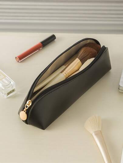 1pc Portable PU Cosmetic Bag, Women's Waterproof Bathroom Toiletry Bag, Makeup Organizer Pouch, Mini Makeup Case, Travel Accessories, Makeup Brush Holder, Cosmetic Container, Makeup Bag, Travel Essentials, Women Accessories, Travel Supplies