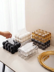 1pc Plastic Tissue Box, Minimalist Solid Color Tissue Holder, Suitable For Bedroom, Living Room And Car, Home Decor, Kitchen Accessories, School Supplies - Multicolor - View 10