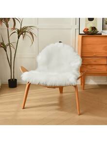 1pc Faux Fur Chair Cover, White, Beige Fluffy Carpet, Soft Bedroom Carpet, Plush Carpet, Living Room Shaggy Carpet, Thick Carpet, Furry Carpet, Autumn/Winter Carpet - White - View 2