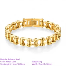 1 件朋克摇滚不锈钢男士手链，摩托车骑行手链自行车链嘻哈珠宝新款时尚日常佩戴生日礼物 - 鏈條手鍊 - 查看 19