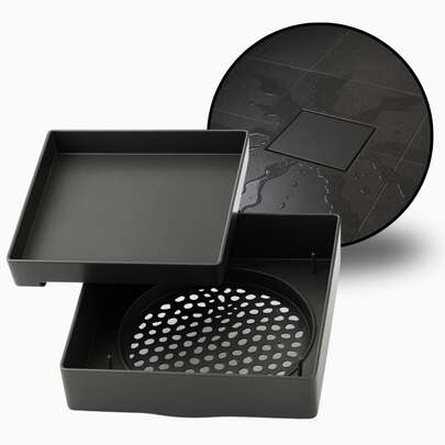 Ralo Invisível 10x10 Quadrado Oculto Plástico ABS Porcelanato Branco Cinza Claro Cinza Escuro Preto