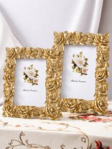 复古金色玫瑰装饰相框，优雅欧式桌面相框，客厅卧室装饰，结婚纪念日礼物，高端复古家居装饰 - 彩色 - 查看 7