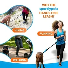 Sabuk Pinggang Lari Anjing Bebas Genggam, Sabuk Pinggang yang Dapat Diatur dengan Dua Pegangan, Cocok untuk Anjing Sedang hingga Besar, untuk Latihan Lari dan Jogging - MultiWarna - View 8