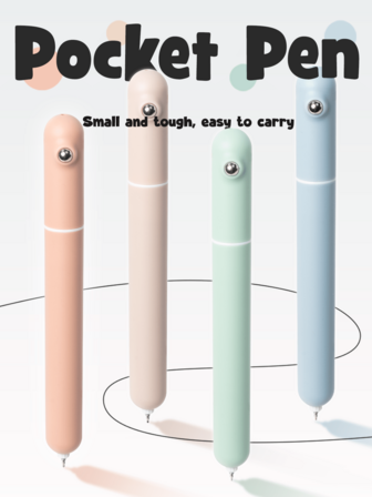 Mini Pocket Pens (4 Packs) - Small And Portable Ballpoint Pen, ST Nib For Note Taking, Black Signature Pen, Gel Ink Pen