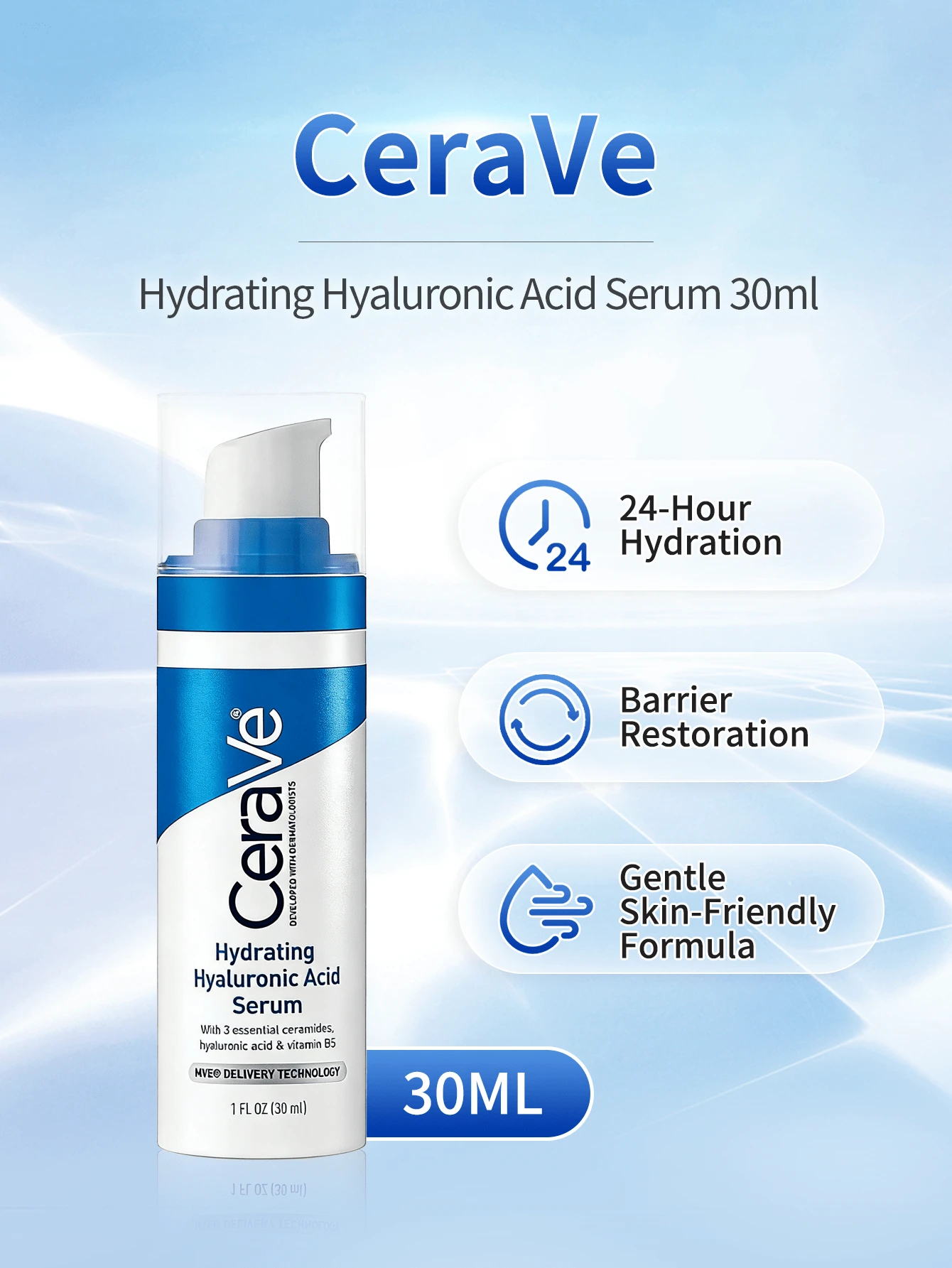 CeraVe 玻尿酸烟酰胺修护精华液，30毫升 - HA精華30ml - 查看 1