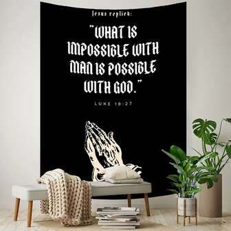 Juego de tapiz con patrón de citas, arte de oración, tapices de pared lavables, tapiz grande para colgar en la pared, banderas para decoración de habitaciones, hogar, fiestas como regalo para mujeres, hombres y amigos en cumpleaños, Día de San Valentín, incluye paquete de instalación gratuita