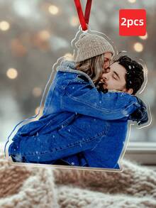 1-2 piezas Colgantes de acrílico personalizados con foto de pareja - Regalos personalizados para el Día de San Valentín y decoración colgante para el hogar, dormitorio, espejo del coche, adornos multifuncionales y duraderos, regalos exquisitos y elegantes para él, ella, amigos, perfectos para el Día de San Valentín, cumpleaños, boda, aniversario - Multicolor 1 - Ver 13