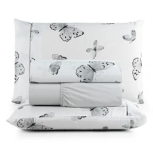 Cotton Sheet Set 4 Pieces Single Double Queen King - 灰蝴蝶 - 查看 1