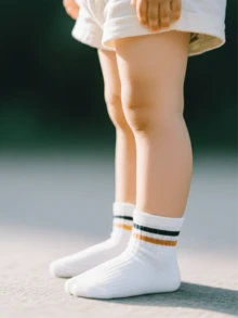 5双男童纯色竖条纹短袜