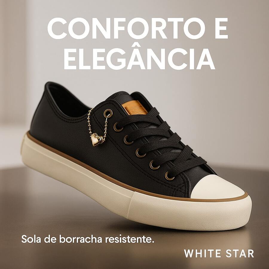Tênis Feminino Casual Elegante com Detalhe de Coração | Conforto, Estilo e Segurança