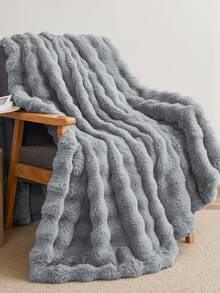1pc Plain Cozy Pink White Grey Coffee Brown Tie Dye Rabbit Fur Plush Blanket Luxury Faux Fur Fluffy Long Plush Blanket Bedding Throw Soft Warm Comfortable Couches Blankets For Home, For Sofa, Living Room King Queen Twin Throw Size - Multicolor - View 3