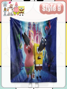 SpongeBob SquarePants 动漫海绵宝宝法兰绒卧室单人空调毯，外观高档，防污毯套 - 彩色 - 查看 16