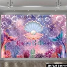 2D Flat Ocean Mermaid Photography Backdrop - Colorful Coral Fish Aquarium Wall Hanging Ocean Background, Suitable For Mermaid Party, Birthday, Birthday Party Elements Backdrop, Applicable For Indoor/Outdoor Party, Photography Shooting, Home Decor, Garage Door Display, No Electricity Required, Birthday Party Decoration - Multicolor - View 4