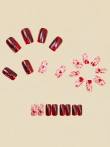 Bộ móng tay nghệ thuật ngày Valentine hình trái tim dễ thương, 24 móng giả, móng dán, móng giả phong cách Y2K, móng hồng và đỏ, dụng cụ làm móng. - Màu Hồng baby - Xem 4