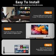 240+ Mile Range Local Channel Reception, 2025 New HDTV Antenna, 4K 1080P Digital TV Antenna, 360° Long Distance Reception, For Home TV, Car TV, RV, Boat, TV Signal Reception, Compatible With Old Digital TVs, Includes 10ft Coaxial Cable - Black - View 5