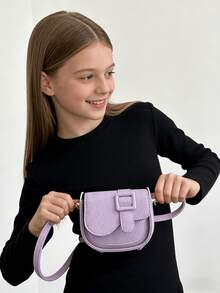 儿童斜挎包，时尚迷你包，PU皮革材质，新款小女孩单肩包，节日礼物，白色、黑色、玫瑰红、紫色、粉色 - 彩色 - 查看 6