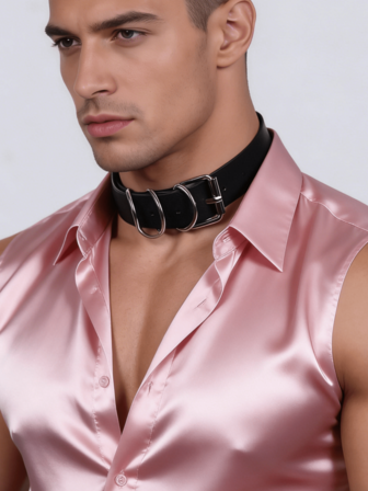 Herrkroppssele med krage, justerbar PU-läder gotisk punk strumpebandssele bondage med halsband choker, cosplay kostym fest klubb bar maskerad fetisch klubbkläder