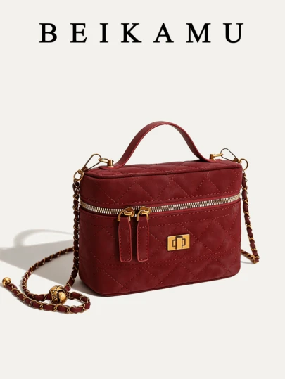 1pc BEIKAMU Solid Color Diamond Quilted Box Bag, Fashion Versatile Women Handbag Tote, Suitable For University, Commuting, Shopping, Casual Daily Use