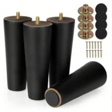 4 Pcs/Set Black Wooden Furniture Legs Tapered Replacement Coffee Table Legs, Furniture Feet, Sofa Legs, Chair Legs, Loveseat, Ottoman Legs, Dresser Legs, Side Table