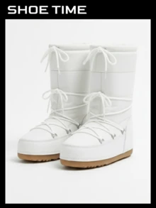 Women's Fashion Thick Ski Mid Calf Boots, Snow Boots Winter - 白色新 - 查看 3