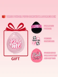 Nom conjoint de MINISO Link Party, Ensemble de 3 sacs cosmétiques avec étui de protection - En cuir PU antidérapant, utilisé pour la poudre et le correcteur, cadeau portable et charmant, cadeaux, voyage, articles bon marché, accessoires de voyage - Rose bonbon - Voir 5