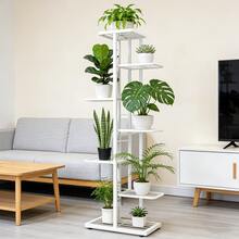 1-Piece 7/6/5/4-Tier Metal Plant Stand - Versatile Indoor/Outdoor Display Rack For Flower Pots, Modern Home Decor, And Gardening Storage. Perfectly Fits Balconies, Corners, Bathrooms, And Living Room Decor. Available In Multiple Colors. Ideal For Home Decor With Artificial Plants, Plant Stands, And Flower Baskets-An Essential Home Storage Solution. Latest Upgraded Flower Stand/Storage Rack/Display Shelving Unit. Versatile Frame Seamlessly Integrates Into Living Rooms, Entryways, Offices, Or Outdoor Patios And Gardens. - 白色/7層 - 查看 4