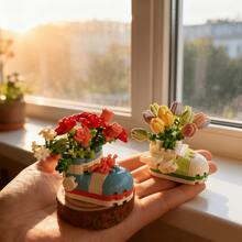 12pcs Micro Particle Cute Mini Garden Sneakers Desk Decor Flower Gift Box Plant Assembly Puzzle Toy, Realistic Preserved Flower Puzzle Toy, 3D Toy Gift For Girls, Mother's Day, Christmas, Father's Day, New Year - Multicolor - View 3