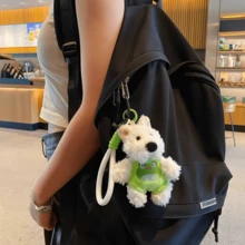 West Highland White Terrier Plush Keychain, Cute Cartoon Puppy Keychain. - Putih - View 4