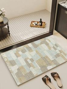 1pc Geometric Color Block Patchwork Rug, Moroccan Carpet, Suitable For Bathroom, Kitchen, Entryway, Hallway, Bedside, Living Room, Bedroom, All Season Machine Washable Decorative Floor Mat - Multicolor - View 4