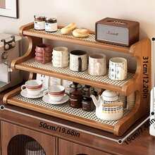 Thick Wooden Trapezoid Rattan Plastic Storage Rack, Suitable For Plants, Window Sills, Balconies, Plant Stands, Multi-Layer Storage Racks, Tiered Cup Racks, Multi-Function Desk Organizers, Bookshelves, For Kitchen And Office